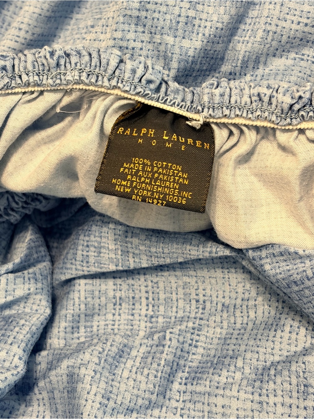 Ralph Lauren vintage Candia Blue 100% Cotton Queen Fitted Sheet Sateen weave